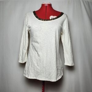 Elegant White Top with Sequin Detail